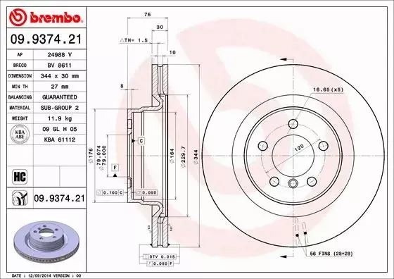 BREMBO TARCZE+KLOCKI PRZÓD RANGE ROVER III 344MM 