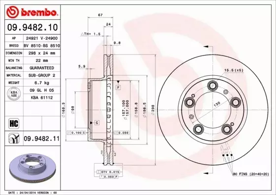 BREMBO TARCZE+KLOCKI P PORSCHE BOXSTER 986 298MM 