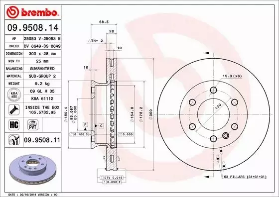 BREMBO TARCZE PRZÓD VW CRAFTER MERCEDES SPRINTER 