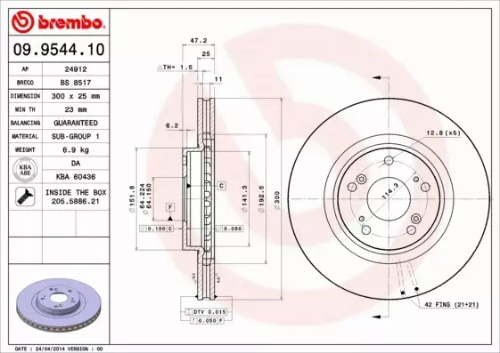 BREMBO Tarcza hamulcowa 09.9544.11 