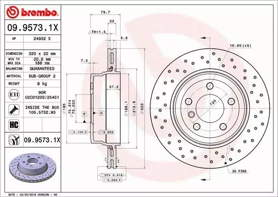 BREMBO XTRA TARCZE+KLOCKI TYŁ BMW X3 E83 320MM 