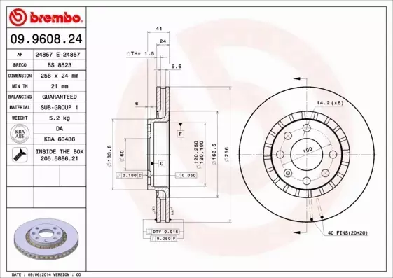 BREMBO TARCZE HAMULCOWE PRZÓD 09.9608.24 