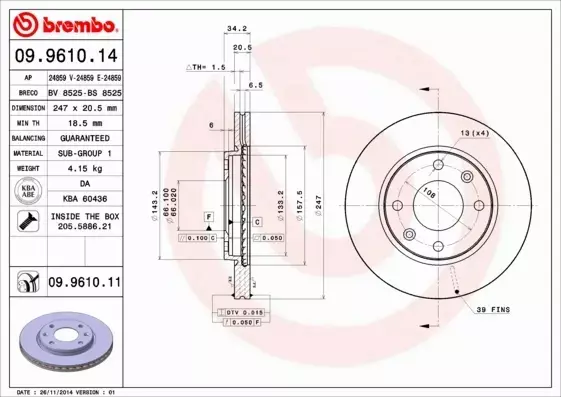 BREMBO TARCZE+KLOCKI PRZÓD PEUGEOT 306 247MM 