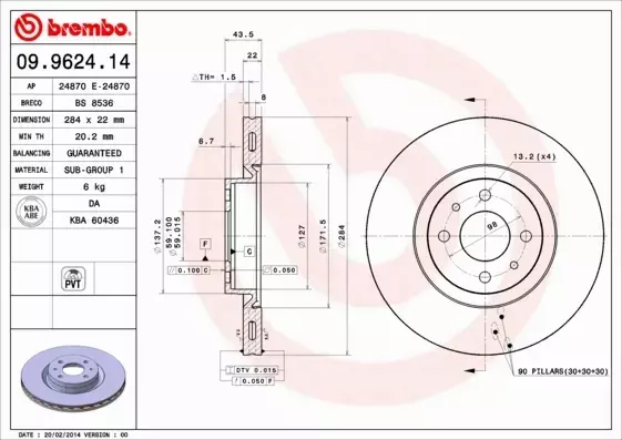 BREMBO TARCZE+KLOCKI PRZÓD FIAT BRAVO I 284MM 