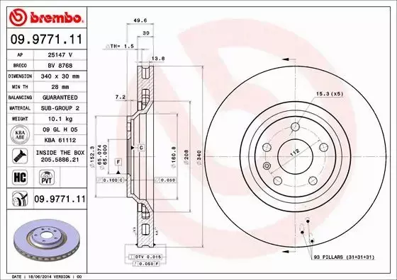 BREMBO Tarcza hamulcowa 09.9771.11 