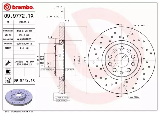 BREMBO XTRA TARCZE+KLOCKI PRZÓD VW TOURAN 312MM 