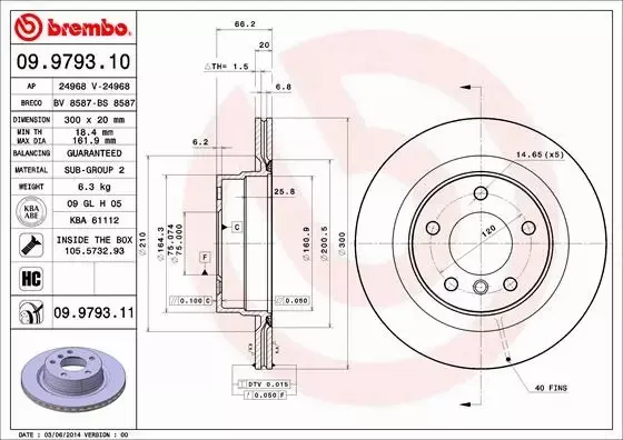 BREMBO TARCZE+KLOCKI TYŁ BMW 2 F22 F23 300MM 