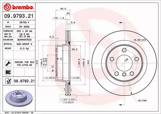 BREMBO Tarcza hamulcowa 09.9793.21 