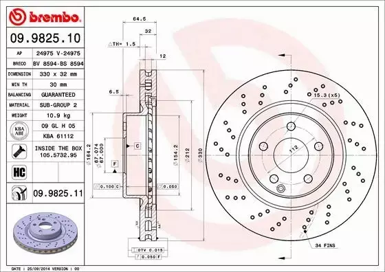 BREMBO TARCZE+KLOCKI PRZÓD MERCEDES E W211 330MM 