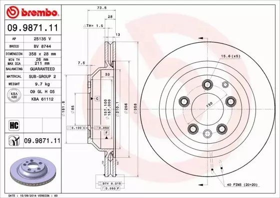 BREMBO TARCZE+KLOCKI T PORSCHE CAYENNE 92A 358MM 