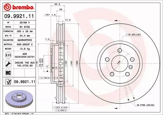 BREMBO TARCZE+KLOCKI PRZÓD BMW X5 E70 365MM 