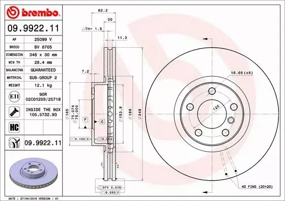 BREMBO TARCZE+KLOCKI PRZÓD BMW X5 E70 F15 348MM 