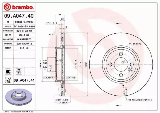 BREMBO Tarcza hamulcowa 09.A047.40 