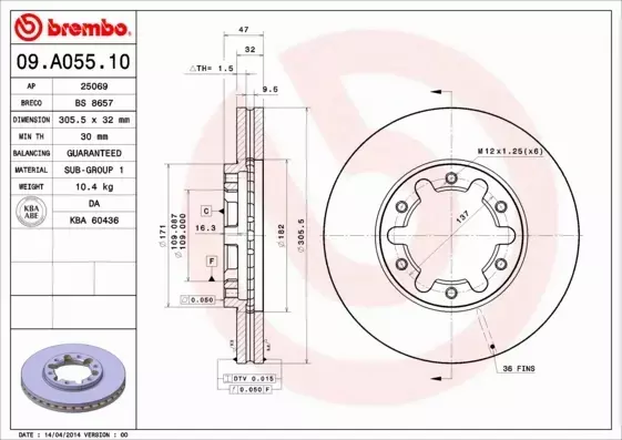 BREMBO TARCZE+KLOCKI P NISSAN PATROL Y61 306MM 