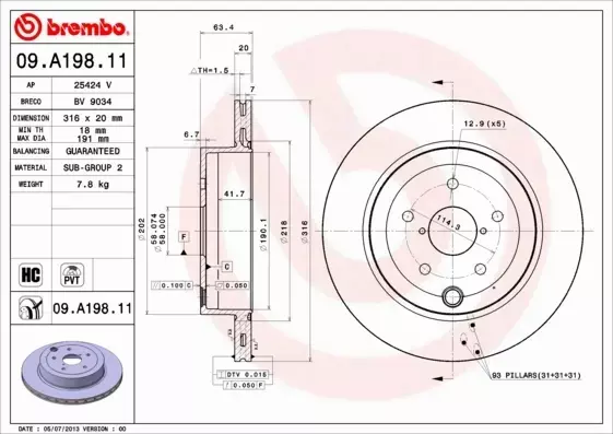 BREMBO TARCZE+KLOCKI TYŁ SUBARU IMPREZA GR STI 