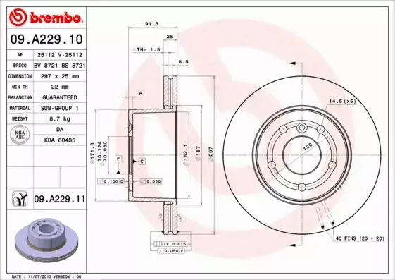 BREMBO TARCZE+KLOCKI PRZÓD LR DISCOVERY II 297MM 