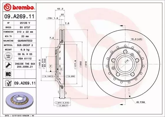 BREMBO TARCZE+KLOCKI TYŁ VW PHAETON 310MM 