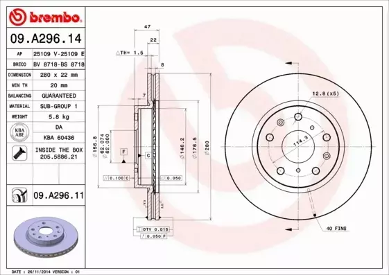 BREMBO TARCZE+KLOCKI PRZÓD FIAT SEDICI 280MM 