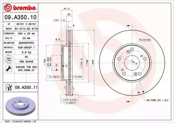 BREMBO TARCZE+KLOCKI PRZÓD HONDA ACCORD VII 280MM 