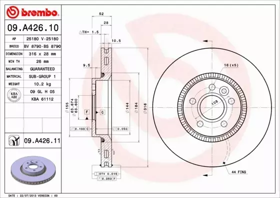  BREMBO TARCZE+KLOCKI PRZÓD VOLVO XC70 II 316MM 