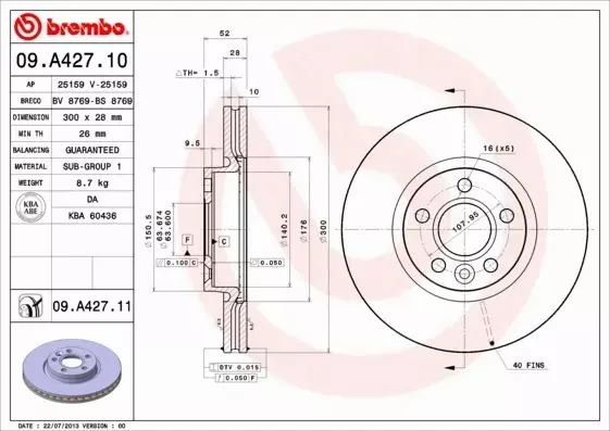 BREMBO TARCZE+KLOCKI P+T FORD S-MAX I MK1 