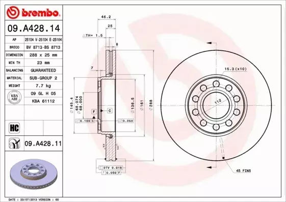 BREMBO TARCZE+KLOCKI PRZÓD VW PASSAT B5 B5FL  