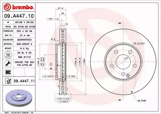 BREMBO TARCZE+KLOCKI PRZÓD MERCEDES E W211 304MM 