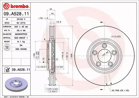 BREMBO TARCZE+KLOCKI PRZÓD JAGUAR S-TYPE 320MM 