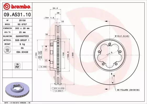 TARCZE BREMBO KLOCKI FERODO FORD TRANSIT OD 06R 