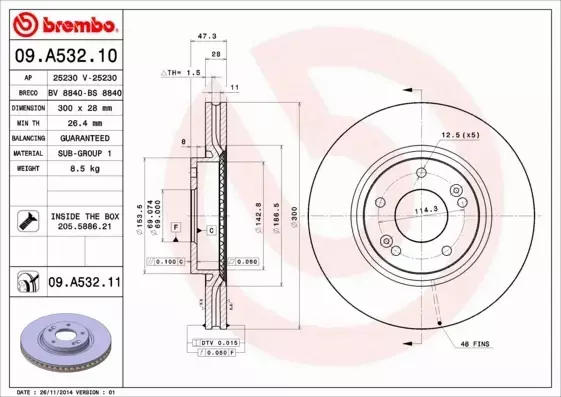 BREMBO TARCZA HAMULCOWA 09.A532.10 