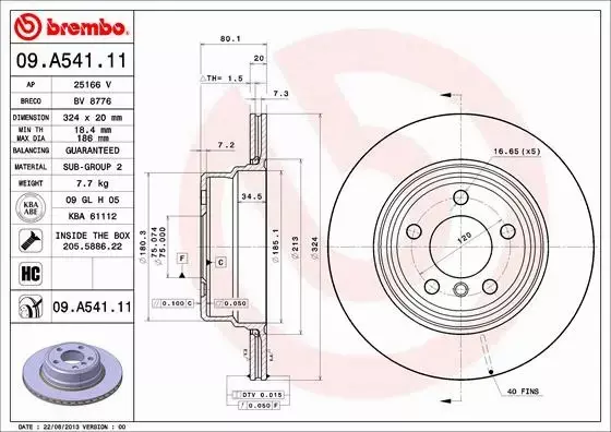 BREMBO TARCZE+KLOCKI TYŁ BMW X5 E53 324MM 