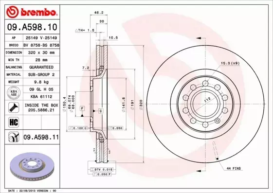 BREMBO TARCZE+KLOCKI PRZÓD AUDI A4 B7 320MM 