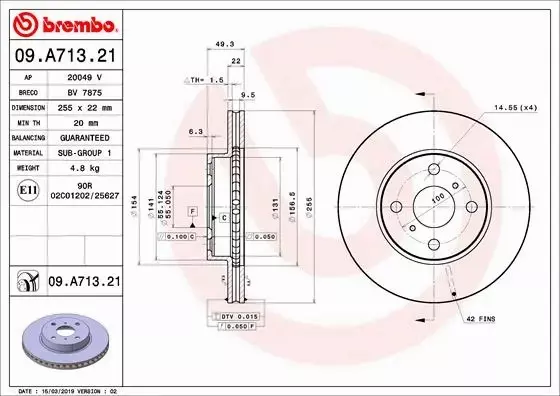 BREMBO TARCZE HAMULCOWE 09.A713.21 