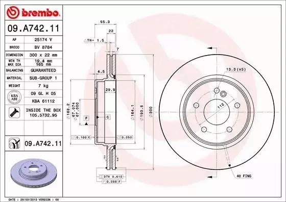 BREMBO TARCZE+KLOCKI TYŁ MERCEDES C W203 300MM 