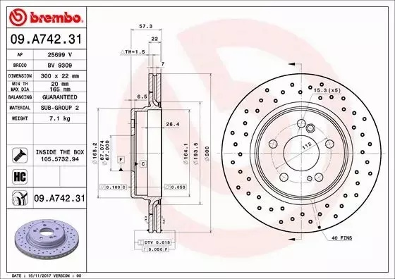 BREMBO TARCZE+KLOCKI TYŁ MERCEDES SL R129 300MM 