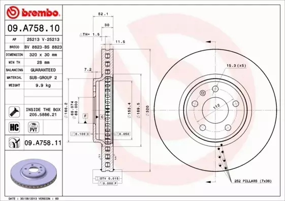 BREMBO TARCZE+KLOCKI PRZÓD AUDI A4 B8 A5 8T 320MM 