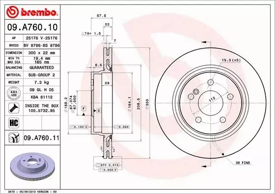  BREMBO TARCZE+KLOCKI TYŁ MERCEDES C W204 300MM 