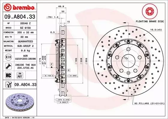 BREMBO TARCZE+KLOCKI PRZÓD OPEL INSIGNIA OPC 355MM 