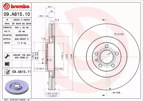 BREMBO TARCZE+KLOCKI P AUDI A4 S4 B6 B7 345MM 