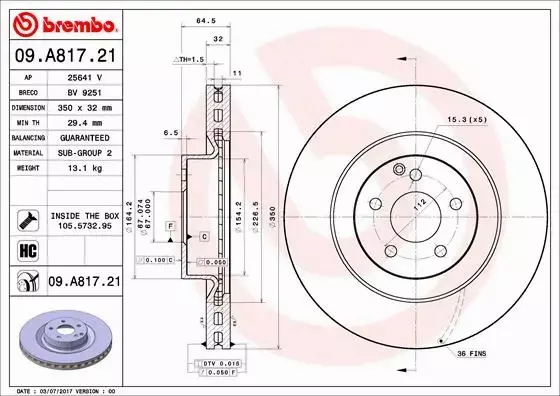 BREMBO TARCZE+KLOCKI P MERCEDES CLK C219 350MM 