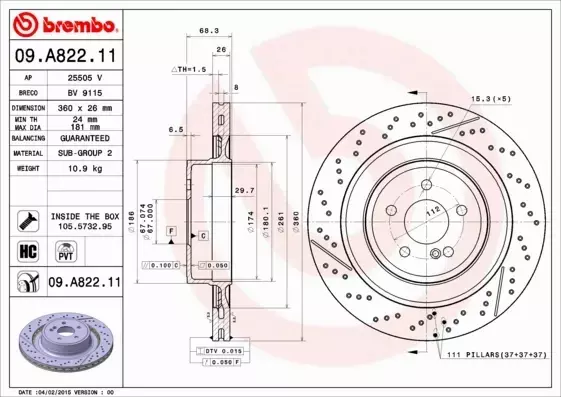 BREMBO TARCZE+KLOCKI T MERCEDES CLS63 AMG C218 