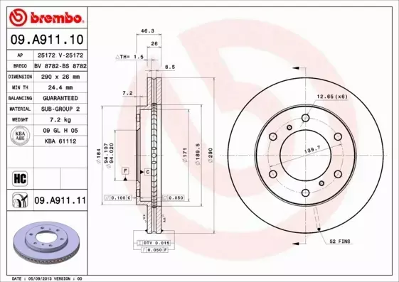 BREMBO TARCZE+KLOCKI P MITSUBISHI PAJERO IV 290MM 