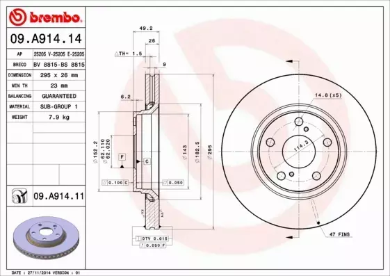 BREMBO TARCZE+KLOCKI PRZÓD TOYOTA COROLLA E15 295MM 