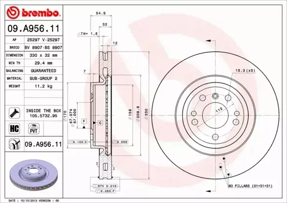 BREMBO TARCZE+KLOCKI P MERCEDES M W166 330MM 