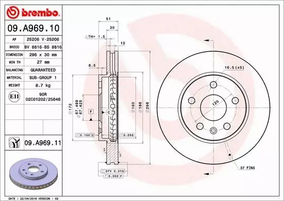 BREMBO TARCZE+KLOCKI PRZÓD+TYŁ OPEL INSIGNIA 296MM 