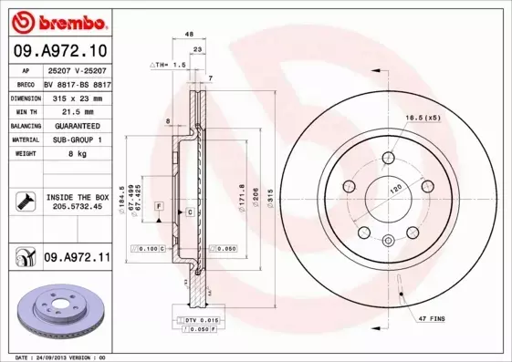 BREMBO TARCZE+KLOCKI TYŁ OPEL INSIGNIA A 315MM 