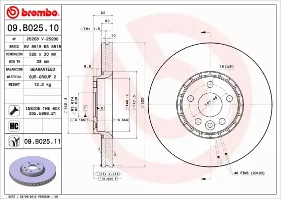 BREMBO TARCZE+KLOCKI PRZÓD VOLVO XC60 I 328MM 