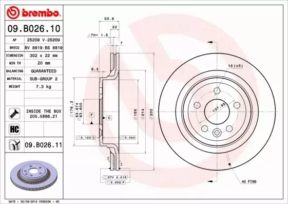 BREMBO TARCZE+KLOCKI P+T VOLVO XC60 I 328MM 