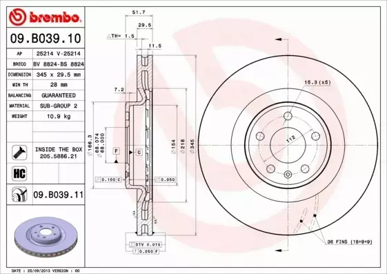 BREMBO TARCZE+KLOCKI PRZÓD AUDI Q5 8R 345MM 