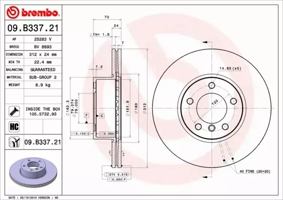 BREMBO TARCZE+KLOCKI PRZÓD BMW 3 E90 E91 312MM 